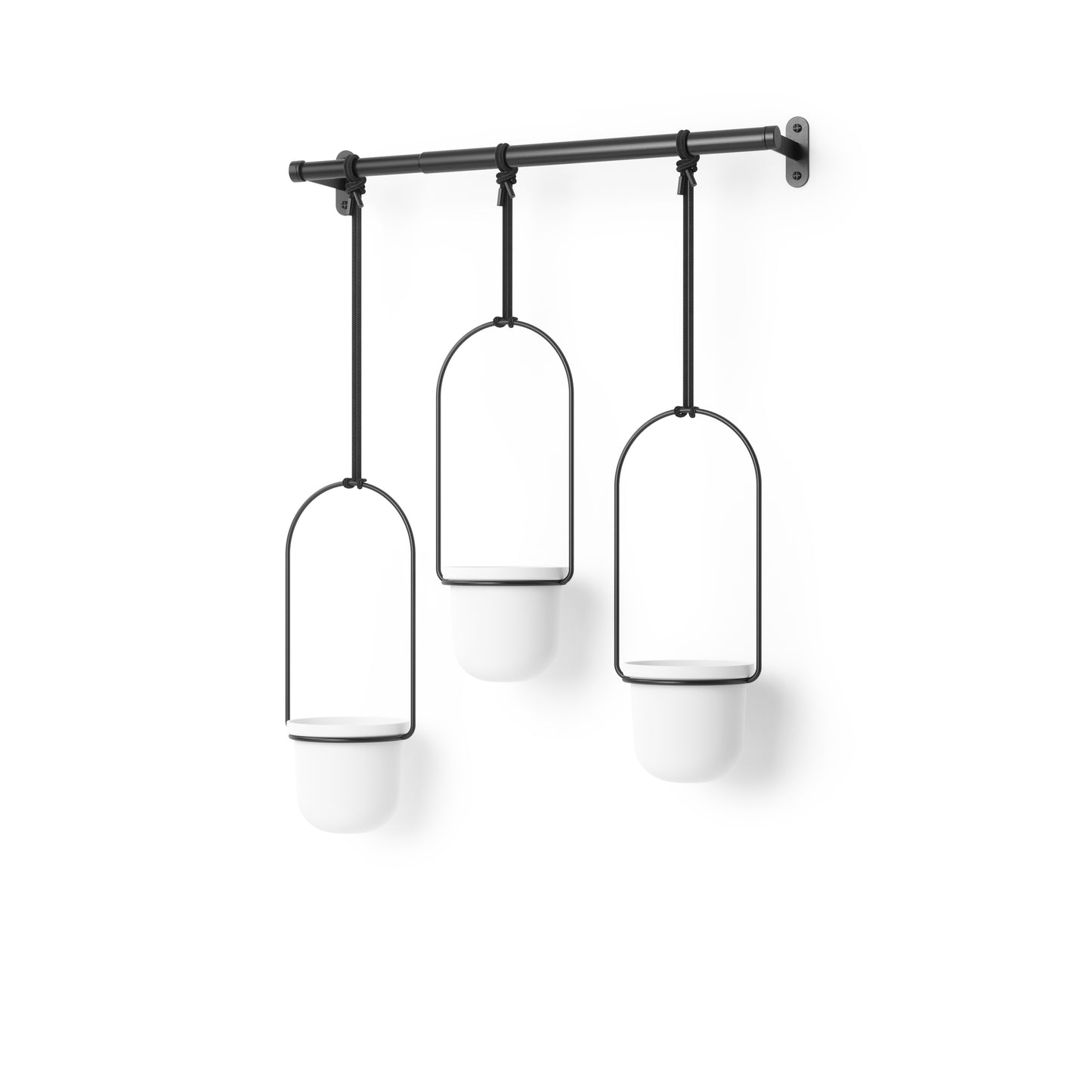 Triflora Hanging Planter (Set of 3) - White/Black