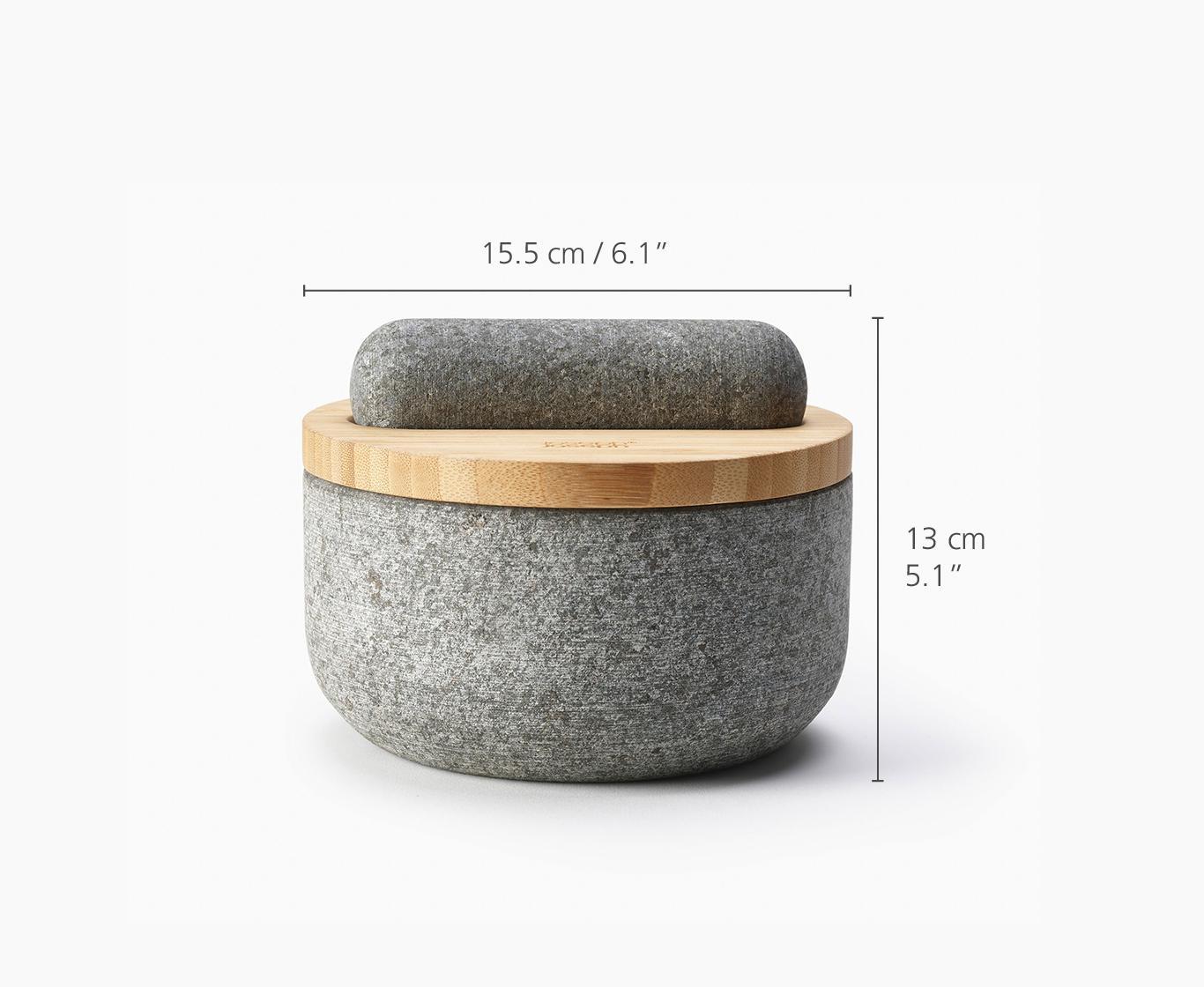 Dash Pestle&Mortar with Bamboo Lid - Granite