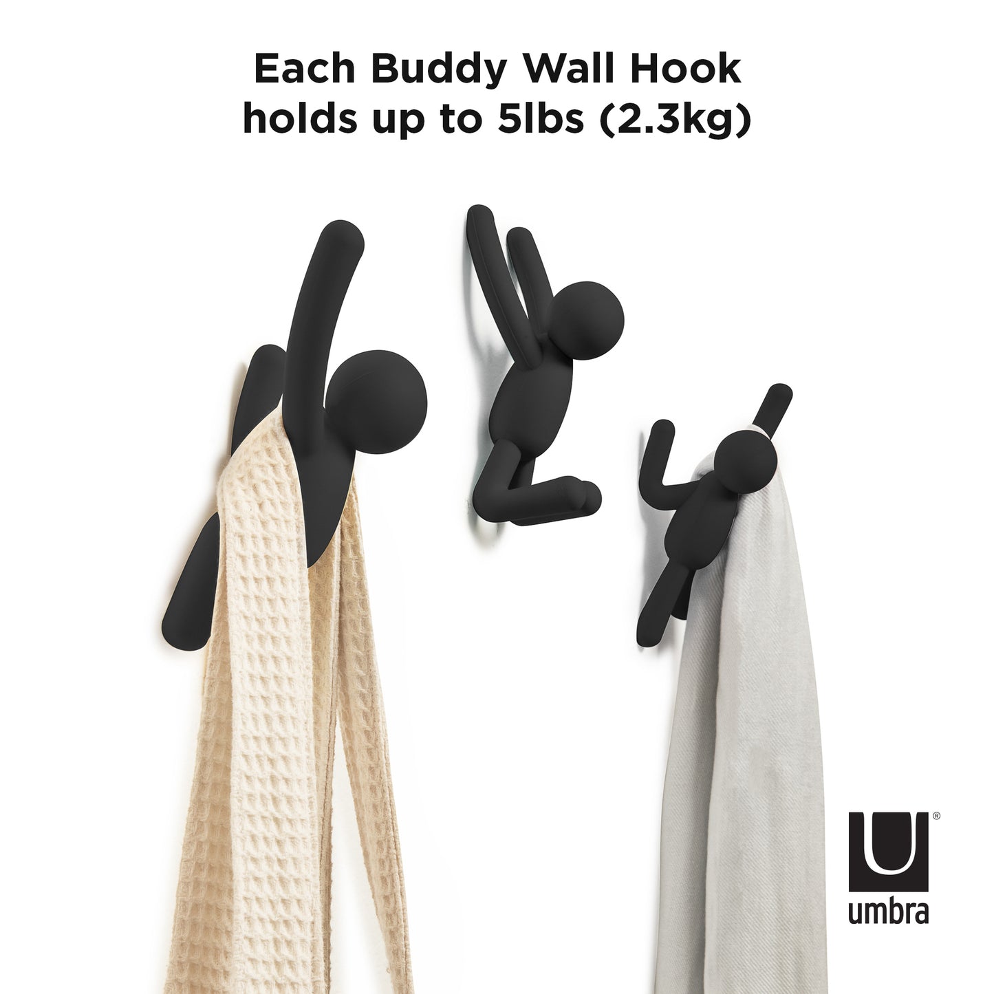 Buddy Hooks (Set of 3) - Black