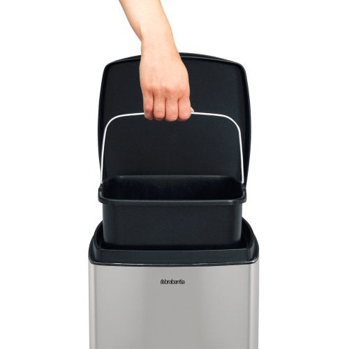 Pedal Bin Silent 25 Litre Rectangular - Matt Steel FPP (Fingerprint Proof)