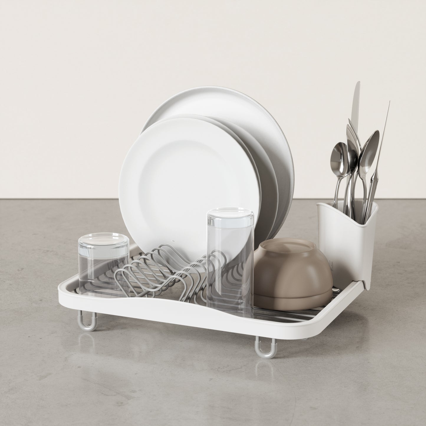 Sinkin Counter Top Dish Rack - White/Nickel