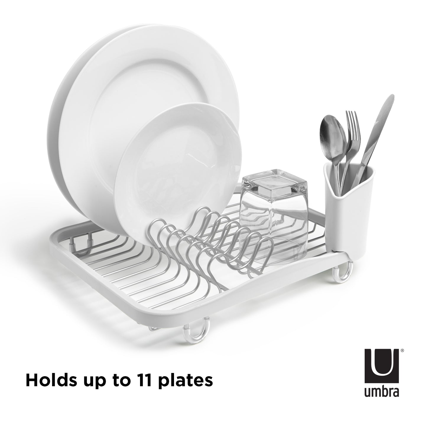 Sinkin Counter Top Dish Rack - White/Nickel