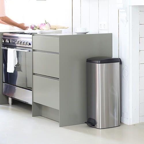 Pedal Bin Silent 25 Litre Rectangular - Matt Steel FPP (Fingerprint Proof)