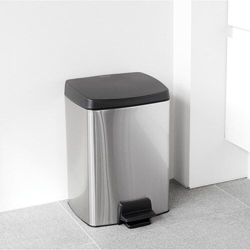 Pedal Bin Silent 10 Liter Rectangular - Matt Steel