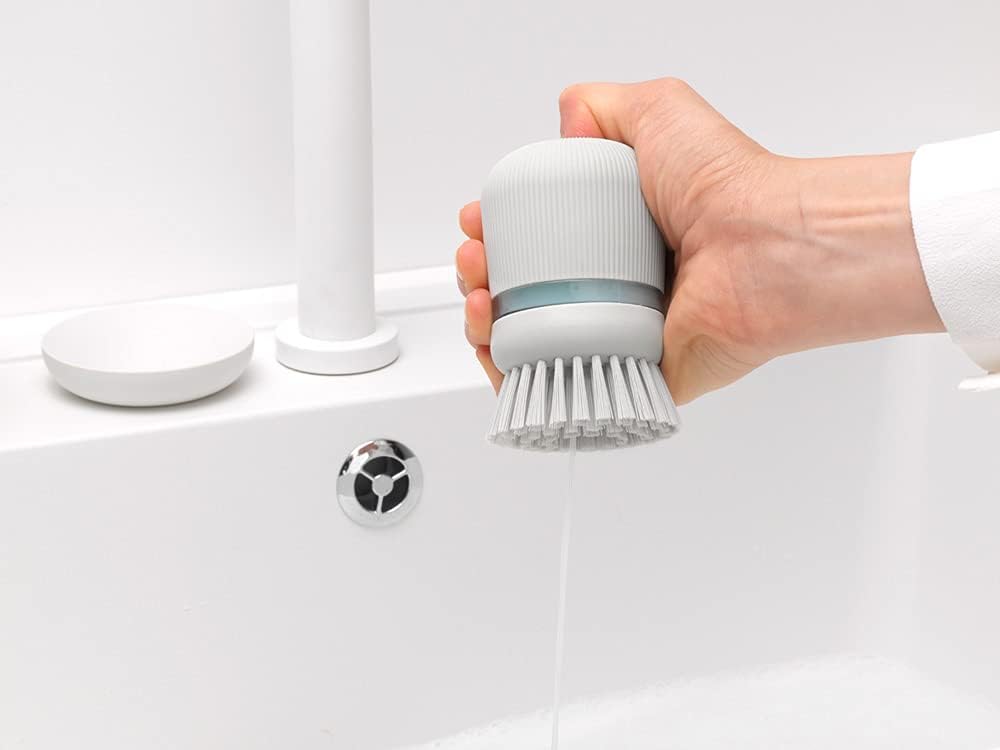 Soap Dispensing Dish Brush - Light Grey