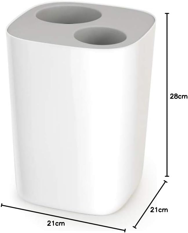 Split 8L Bathroom Waste Separation Bin - Light Grey/White