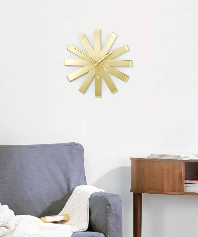 Ribbonwood Wall Clock - Brass