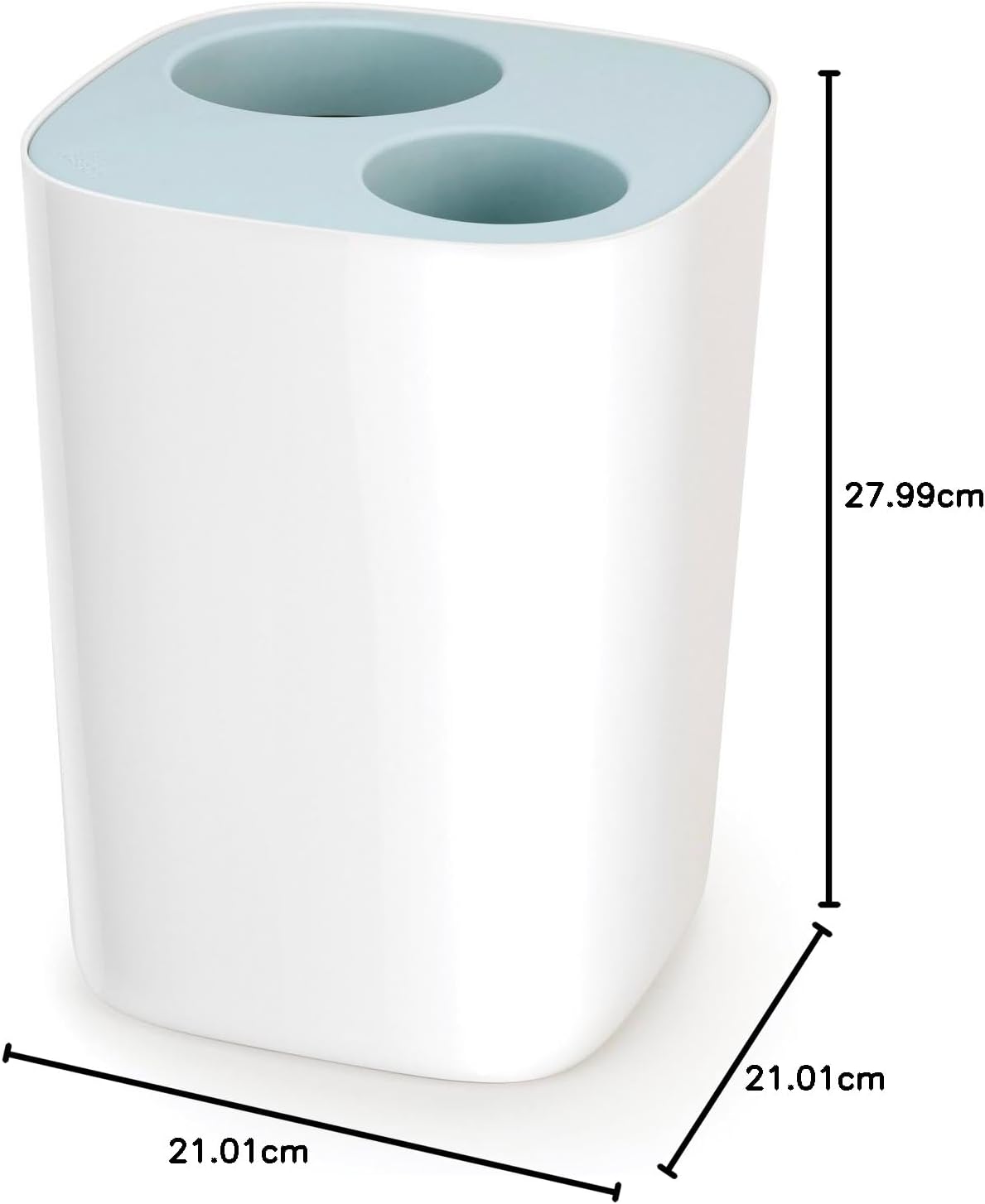 Split 8L Bathroom Waste Separation Bin - Light Blue/White