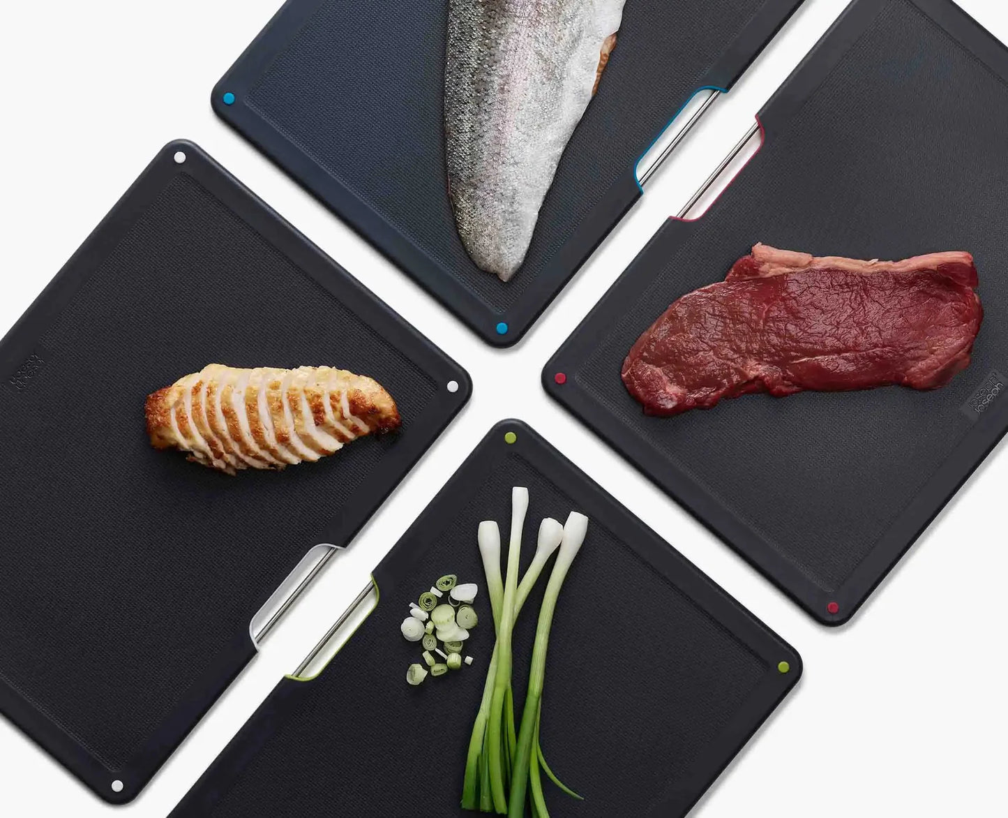 Folio Steel 4-piece Chopping Board Set - Carbon Black