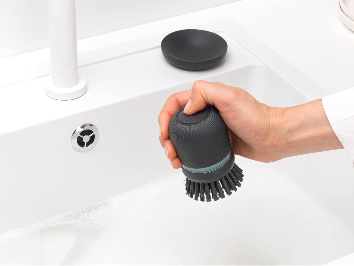 Soap Dispensing Dish Brush - Dark Grey