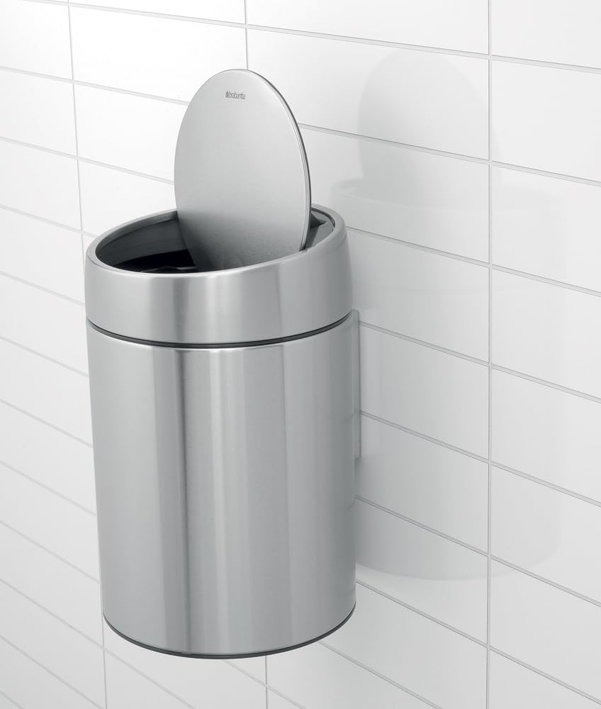 Slide Bin with Metal Lid 5 Litre - Matt Steel FPP (Fingerprint Proof)