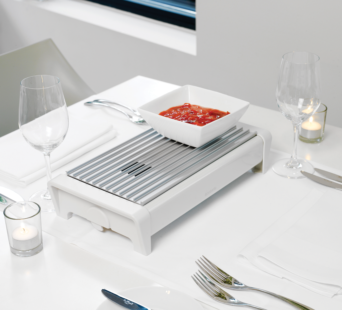 Food Warmer 2 Burners - White/Grey Grille