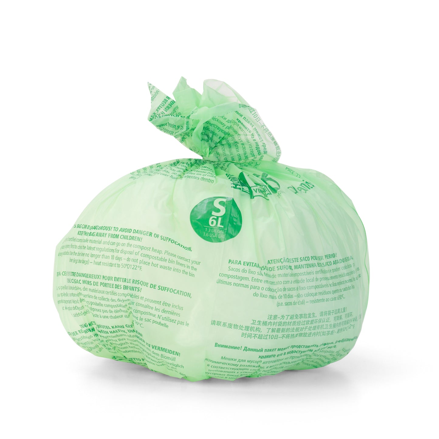 PerfectFit Compostable Bags Code S (6L) 10 Bags/Roll - Green