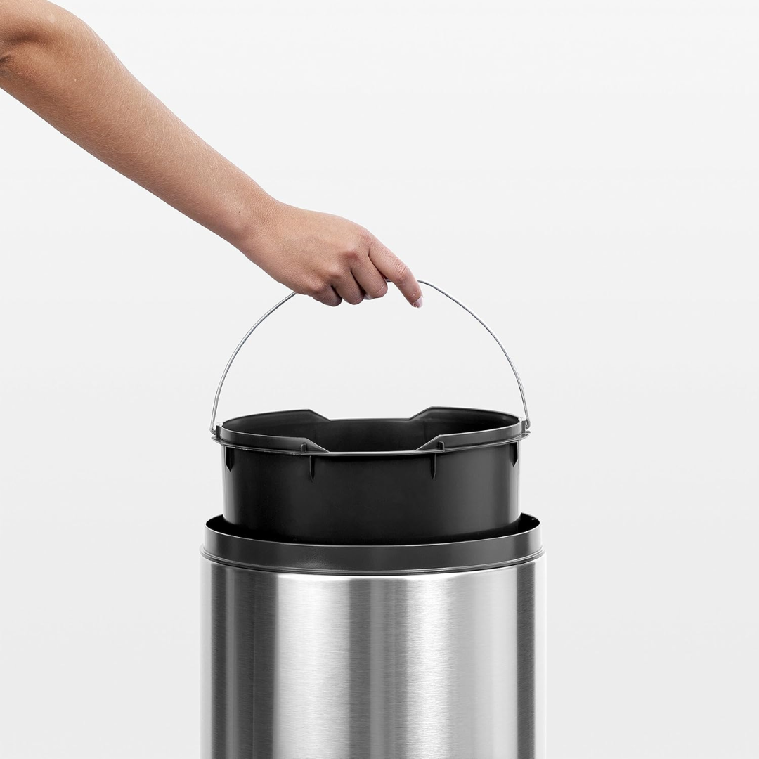 Flip Bin 30L - Matt Steel FPP (Fingerprint Proof) with Dark Grey Lid