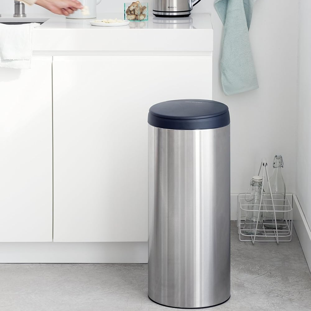 Flip Bin 30L - Matt Steel FPP (Fingerprint Proof) with Dark Grey Lid