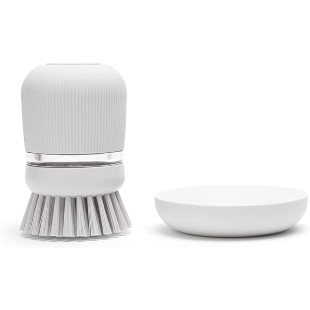 Soap Dispensing Dish Brush - Light Grey