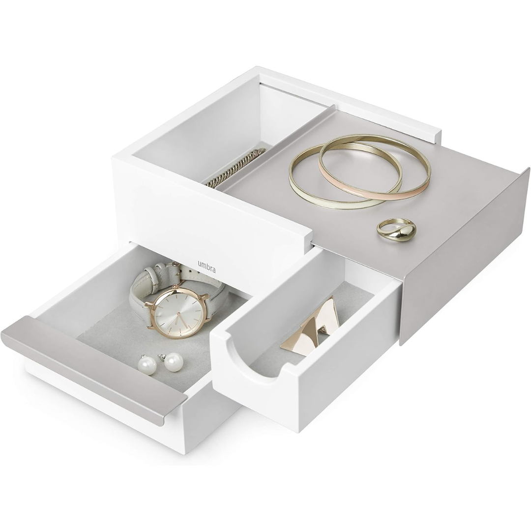 Stowit Mini Jewerly Box - White/Nickel