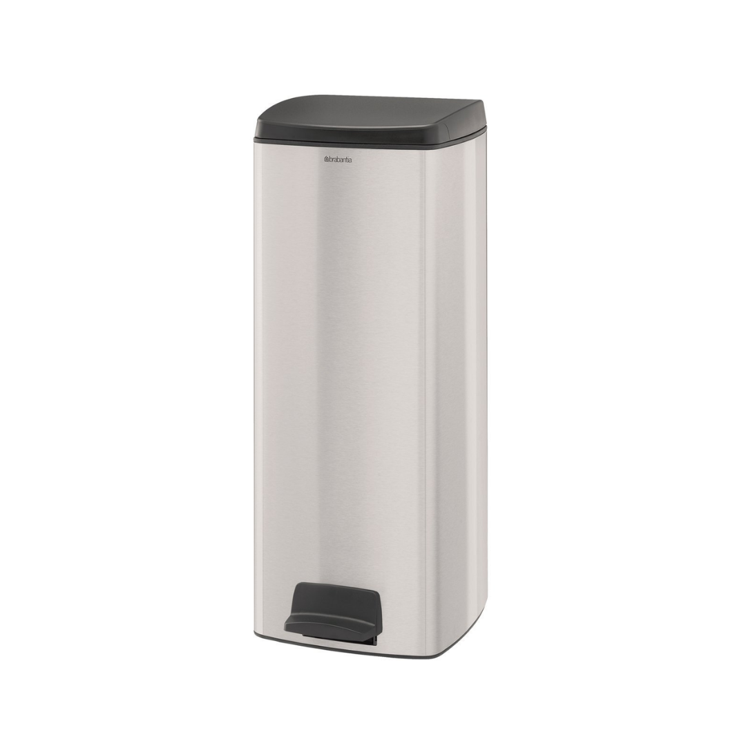 Pedal Bin Silent 25 Litre Rectangular - Matt Steel FPP (Fingerprint Proof)