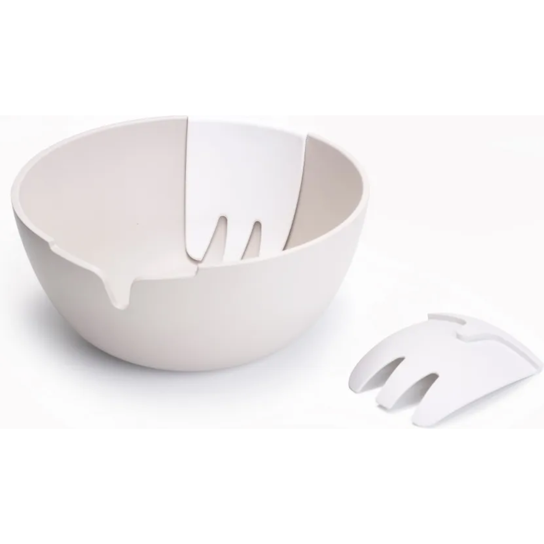 Hands On Salad Bowl with Integrated Servers - Stone