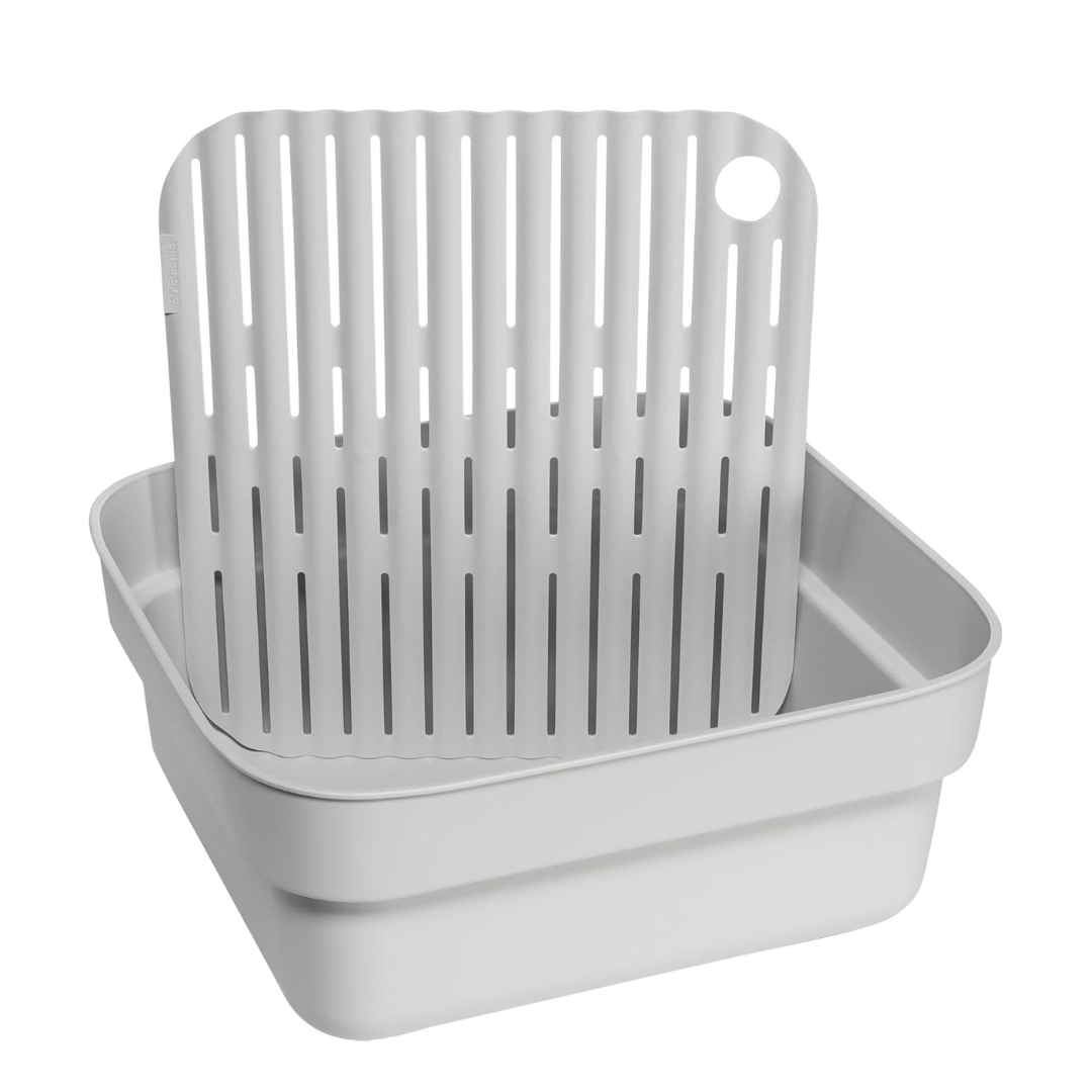 Washing Up Bowl With Drying Tray-Light Grey