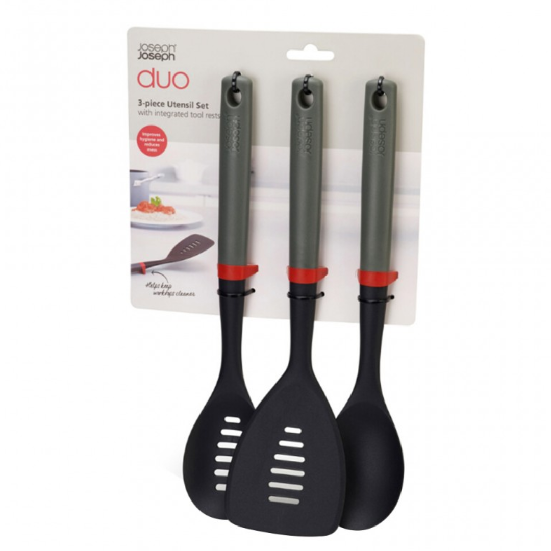 DUO 3-Piece Utensil Set with Integrated Tool Rest