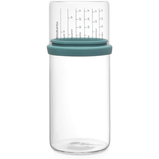 Glass Storage Jar W/ Measuring Cup 1 Liter - Mint