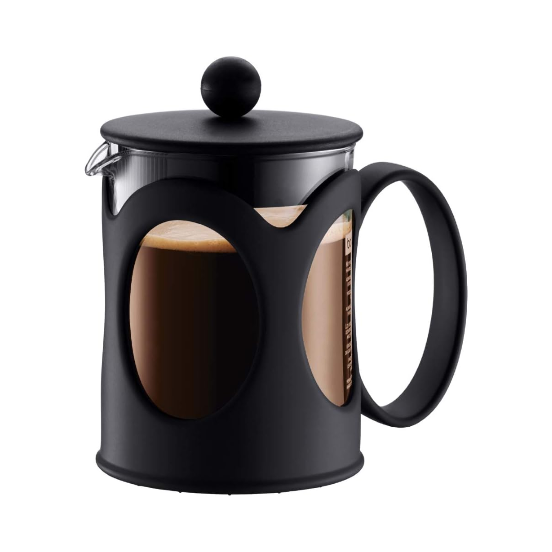 Kenya French Press Coffee Maker (Curved Frame) 4 Cup - 0.5L/17oz - Black