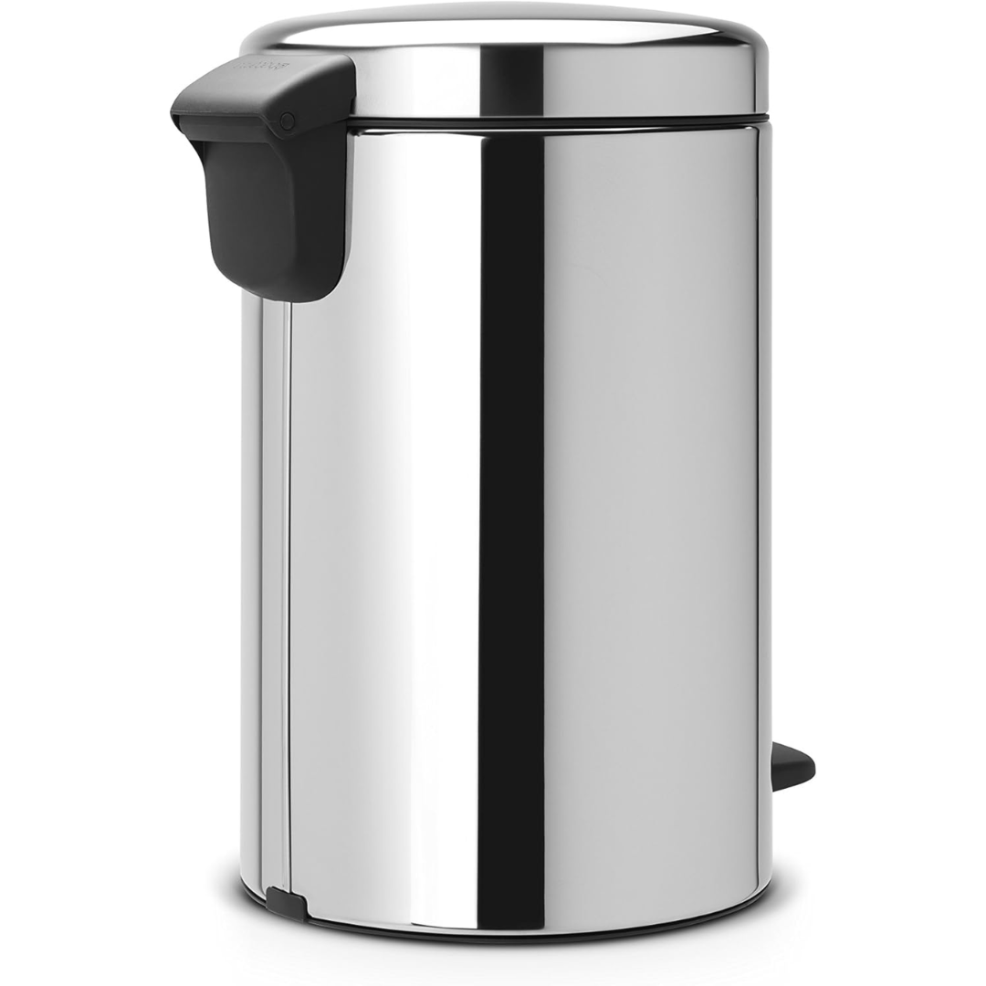 NewIcon Pedal Bin Silent 12 Litre with Metal Bucket - Brilliant Steel