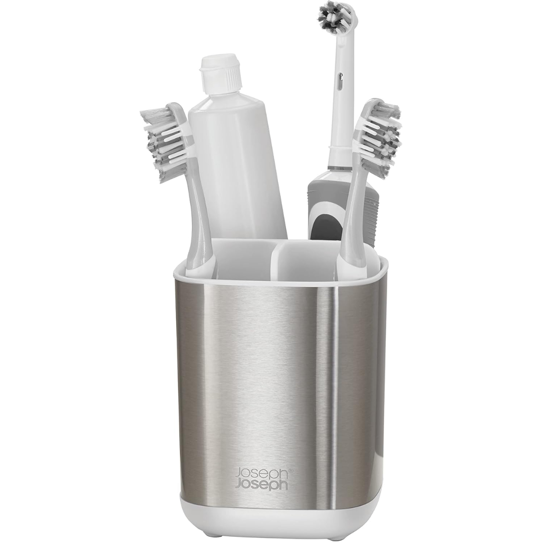 EasyStore Steel Toothbrush Caddy - White