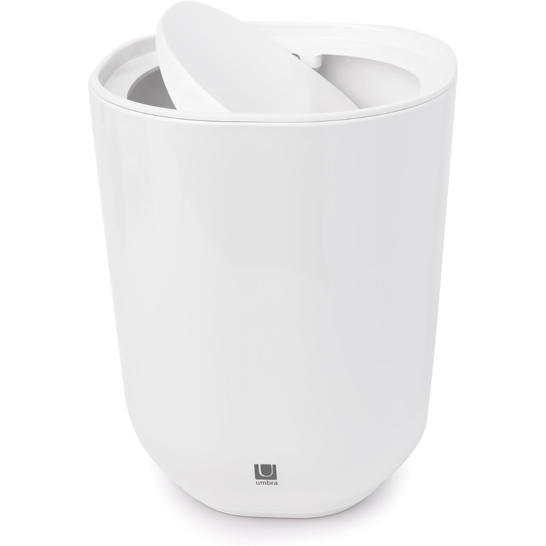 Step Waste Can With Lid - White