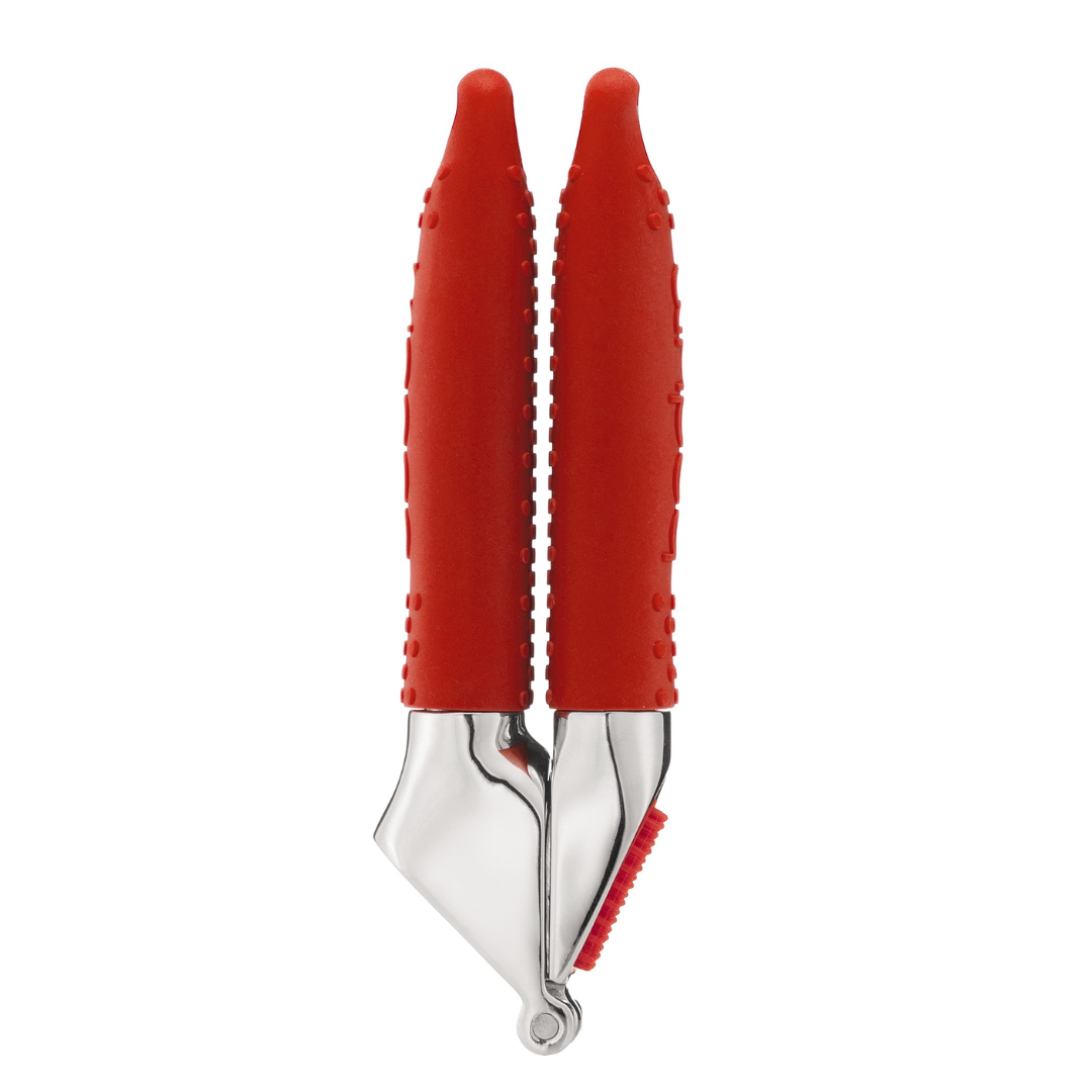 Bistro Garlic Press Stainless Steel Ribbon Red