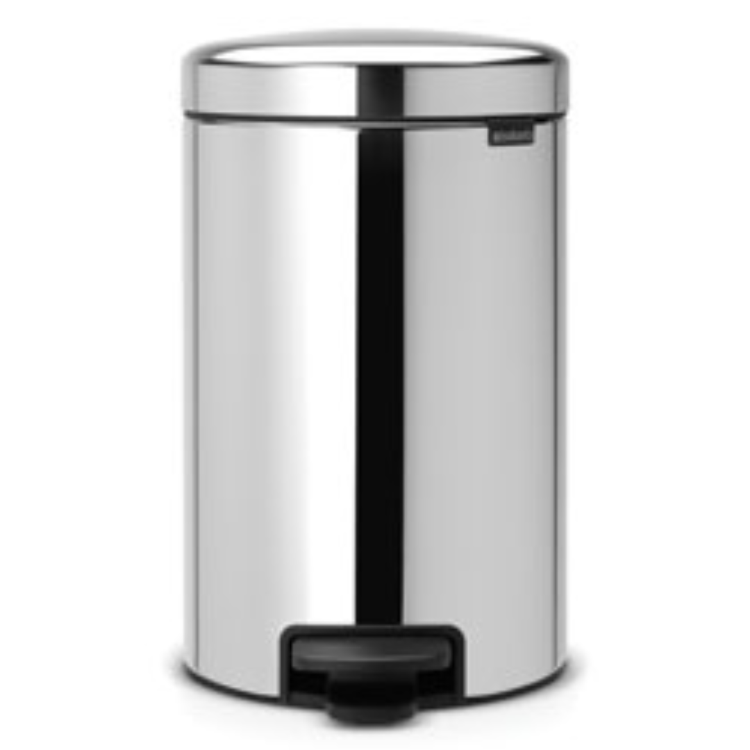 NewIcon Pedal Bin Silent 12 Litre - Brilliant Steel