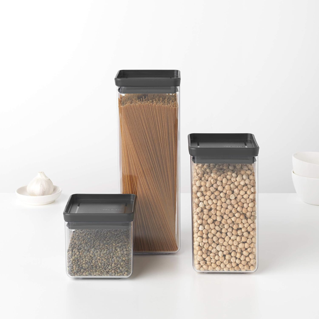 Tasty + Stackable Square Canister (1.6 L) - Dark Grey Lid