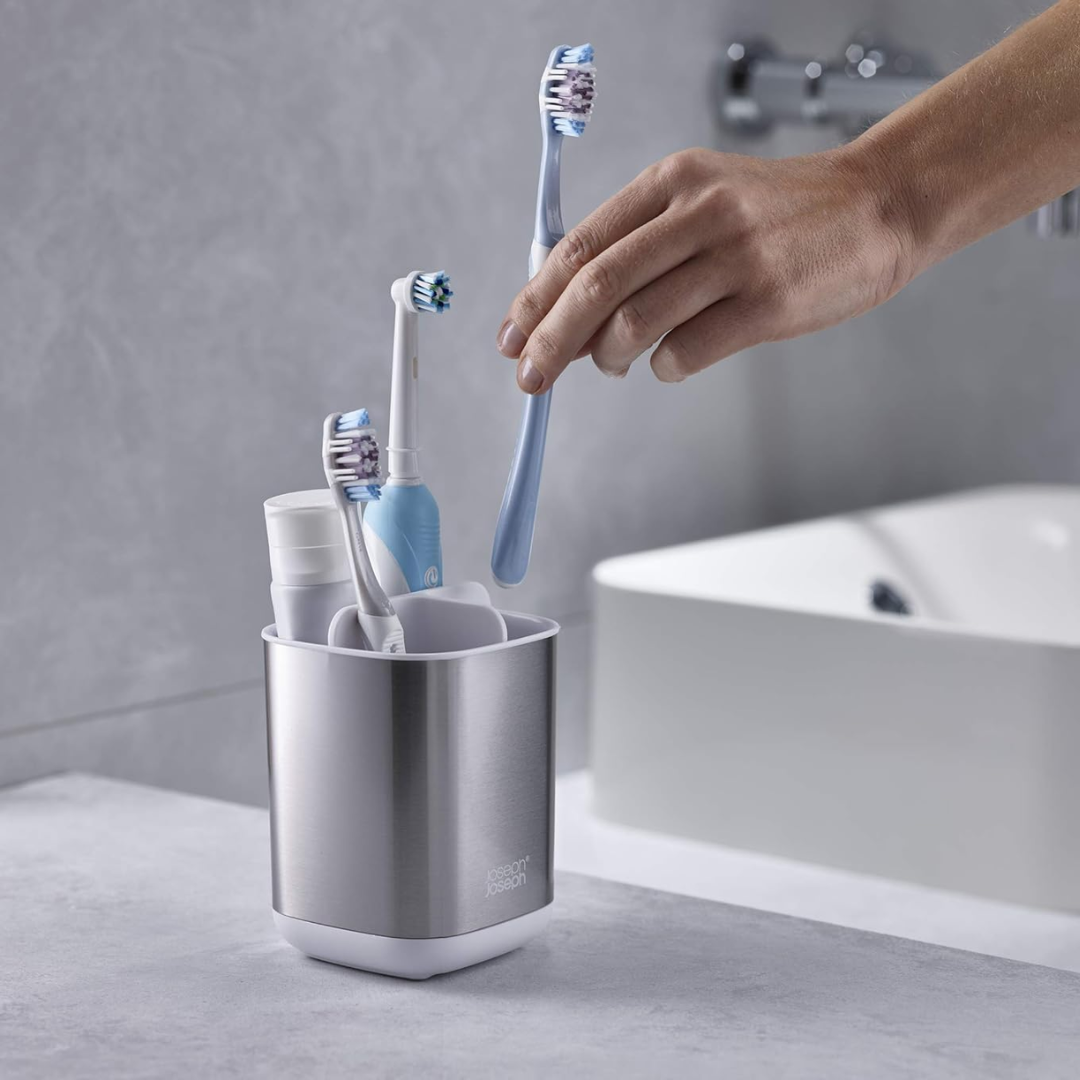 EasyStore Steel Toothbrush Caddy - White