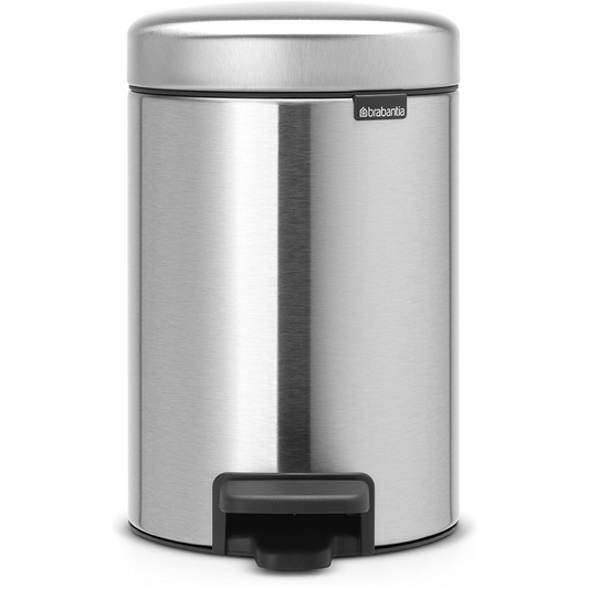 NewIcon Pedal Bin Silent 3 Litre - Matt Steel FPP (Fingerprint Proof)