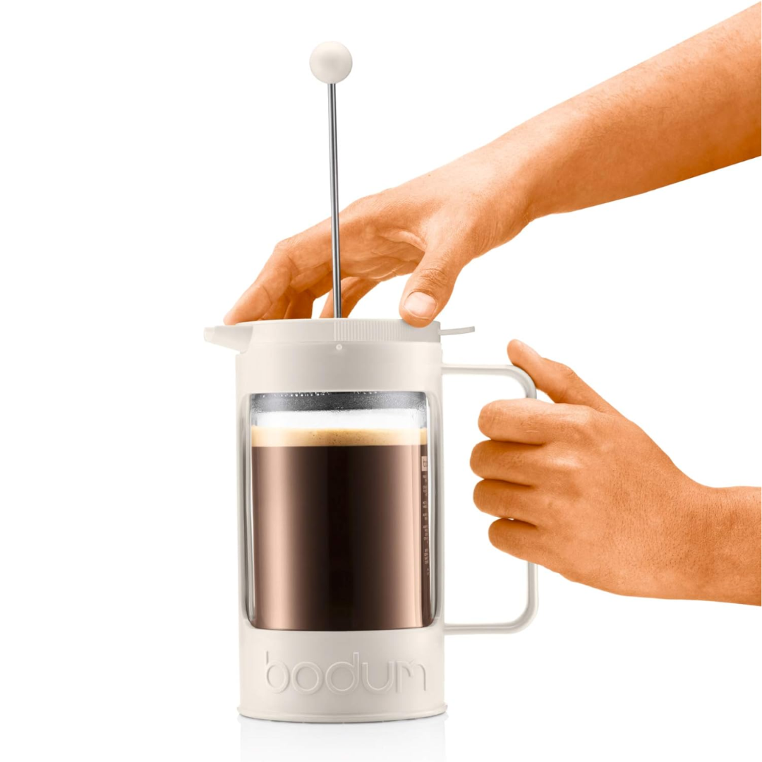 Bean French Press Coffee Maker 8 Cup, 1L/34oz - Off White