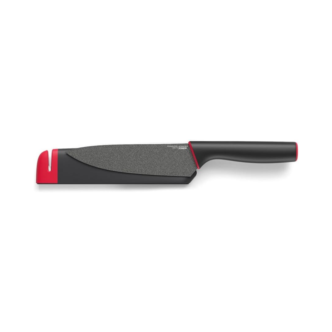 Slice&Sharpen Set of 2 Knives with Sharpening Sheaths - Black/Red