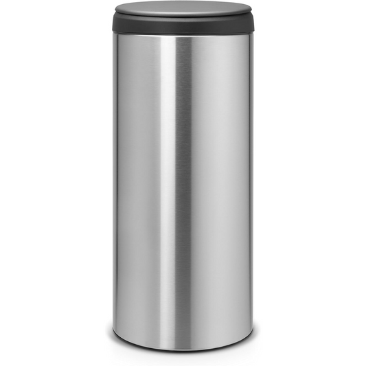 Flip Bin 30L - Matt Steel FPP (Fingerprint Proof) with Dark Grey Lid