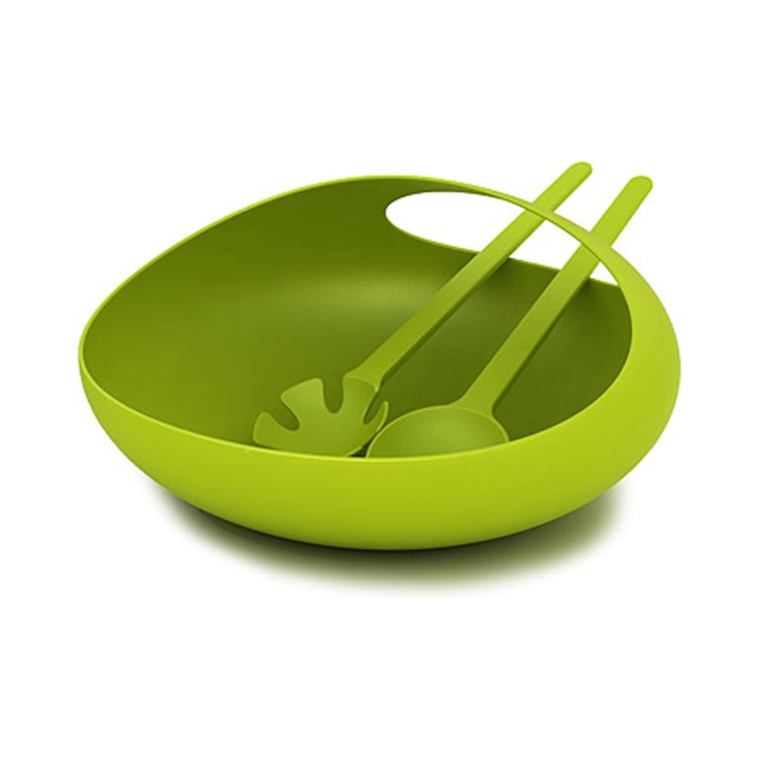 Salad Bowl And Servers - Green