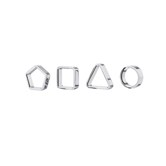 Geo Napkin Rings Chrome (Set of 4)