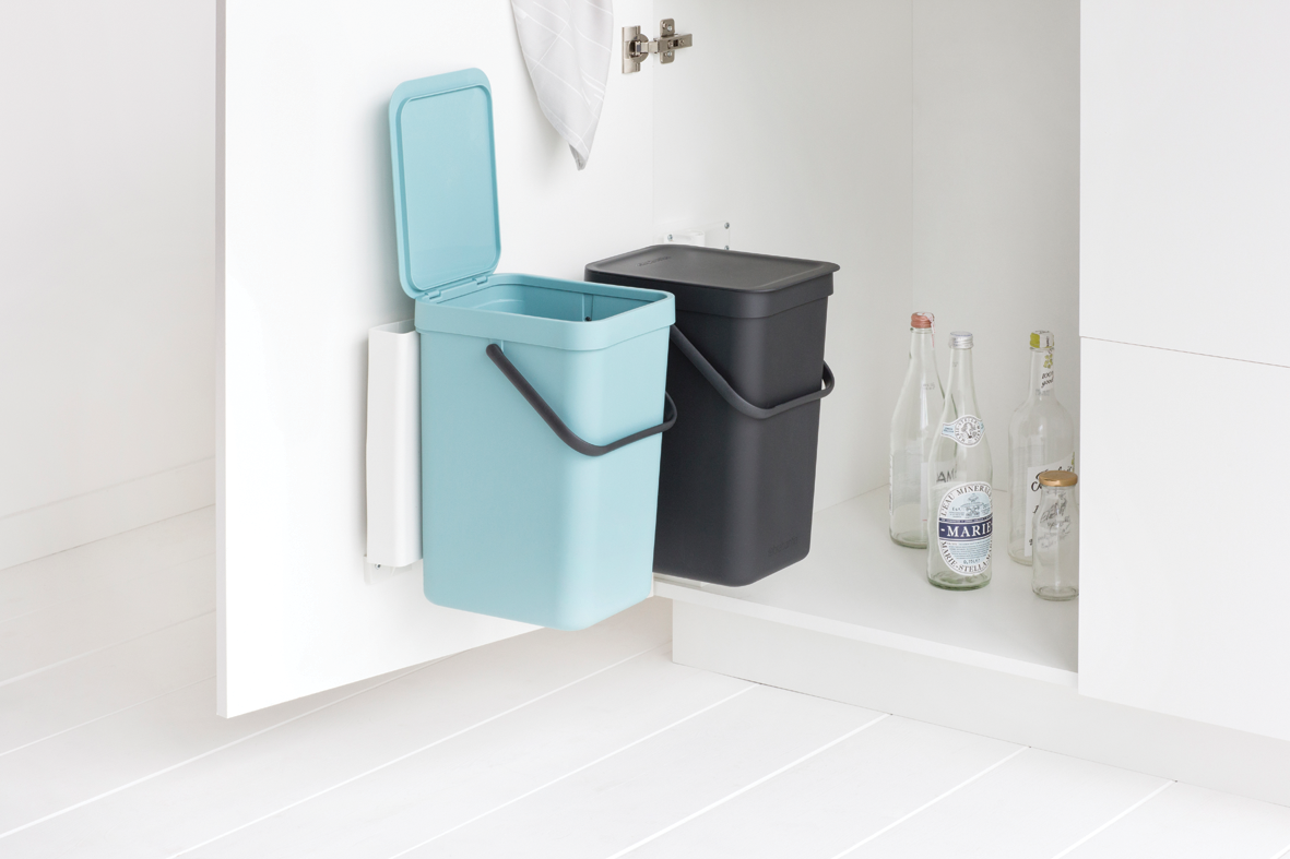 Sort & Go Built-In Bin 2 x 12 Litre - Mint & Grey