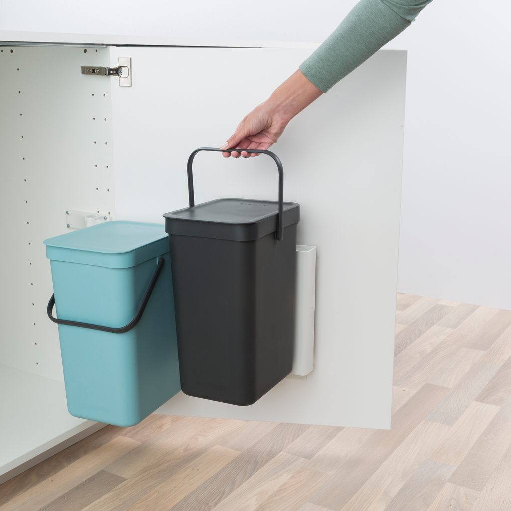 Sort & Go Built-In Bin 2 x 12 Litre - Mint & Grey