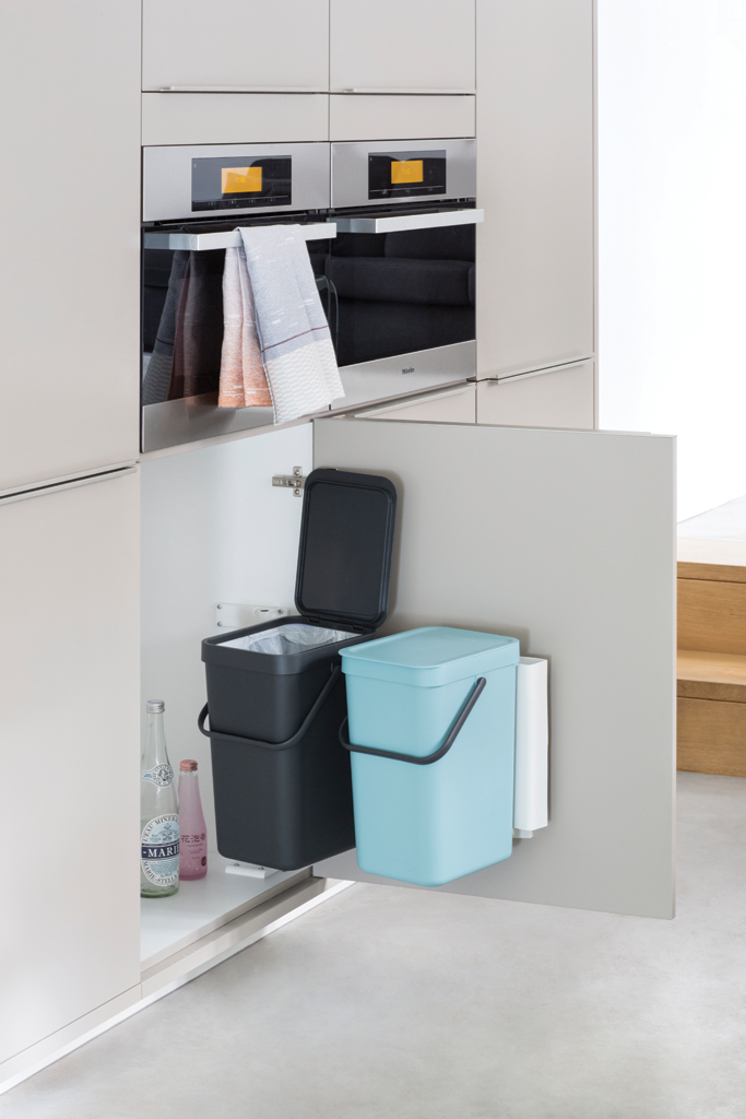 Sort & Go Built-In Bin 2 x 12 Litre - Mint & Grey