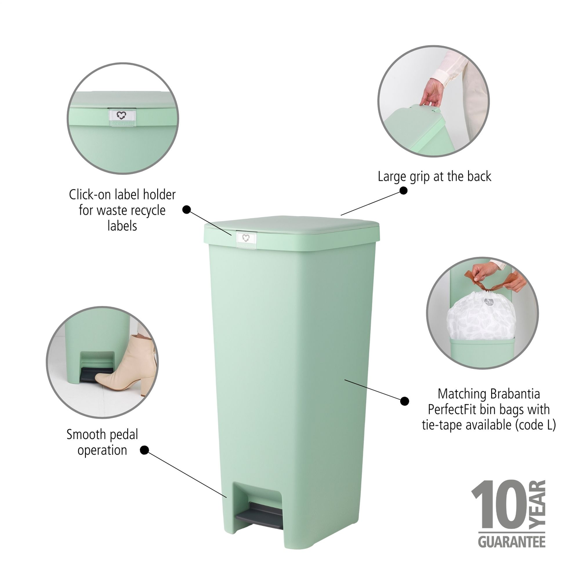 StepUp Pedal Bin 40 Litre - Jade Green