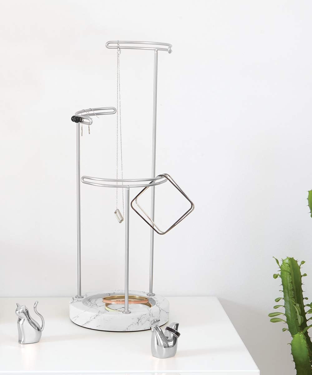 Tesora Jewelry Stand - White/Nickel