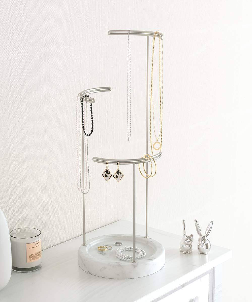 Tesora Jewelry Stand - White/Nickel