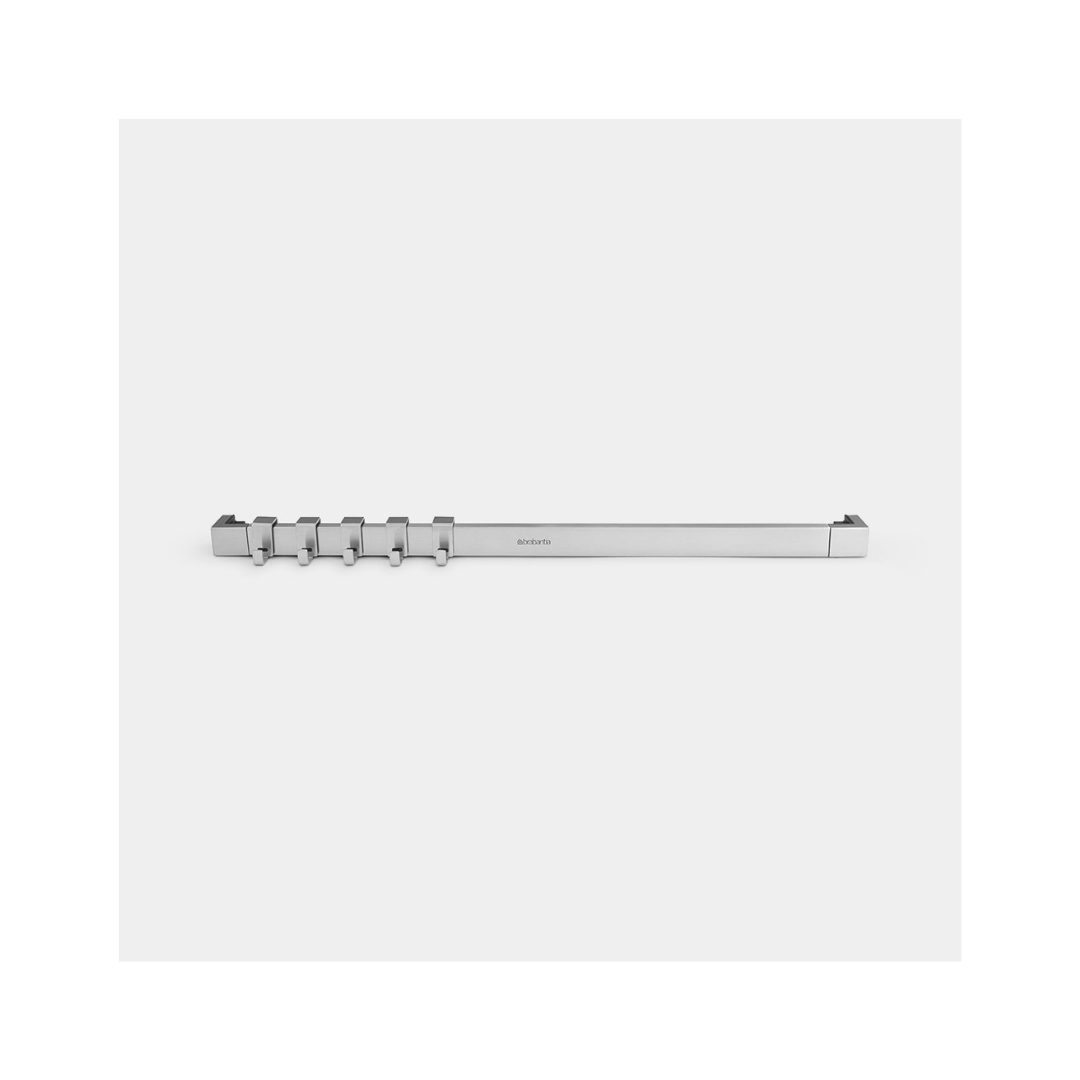 Wall Rail - 40 Cm - 5 Movable Hooks - Matt Steel