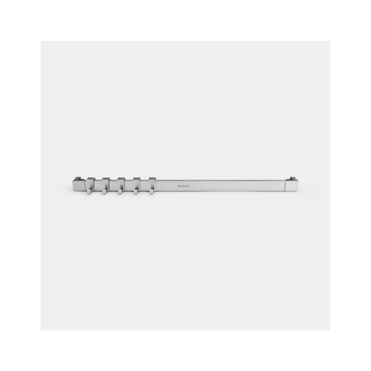 Wall Rail - 40 Cm - 5 Movable Hooks - Matt Steel