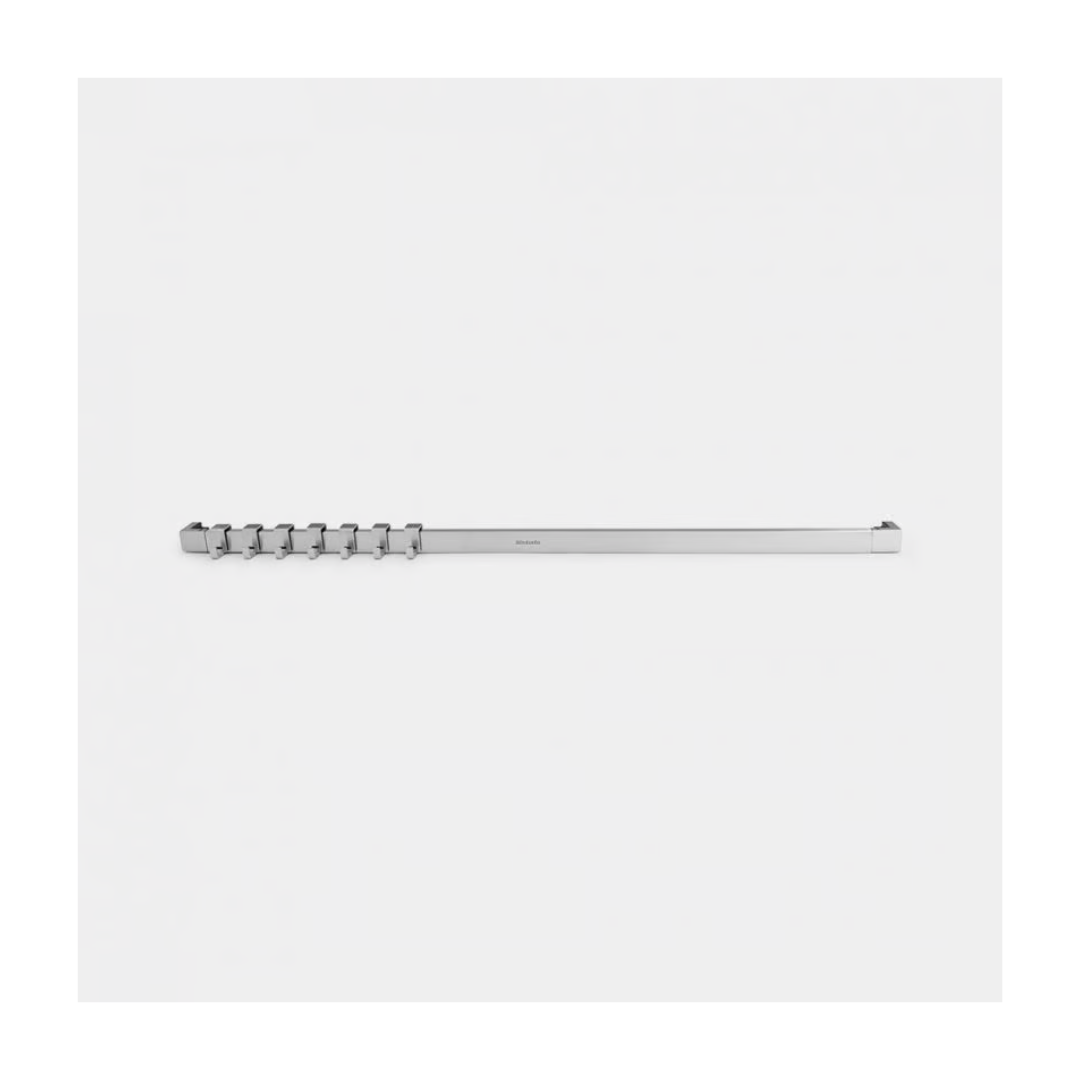 Wall Rail - 60 Cm - 7 Movable Hooks - Matt Steel