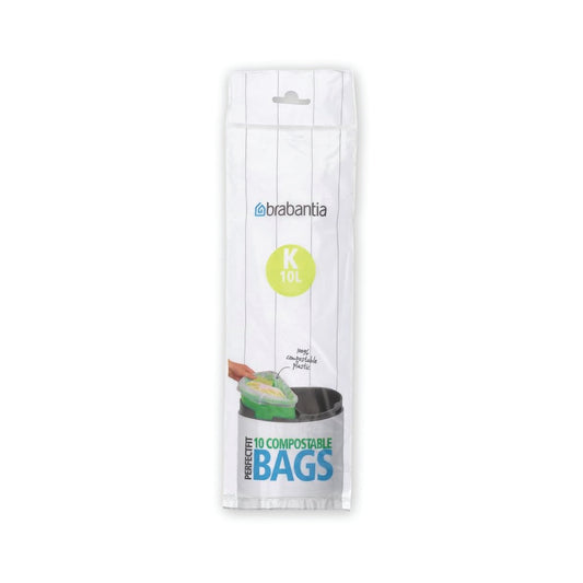 PerfectFit Compostable Bags Code K (10L) 10 Bags/Roll - Green